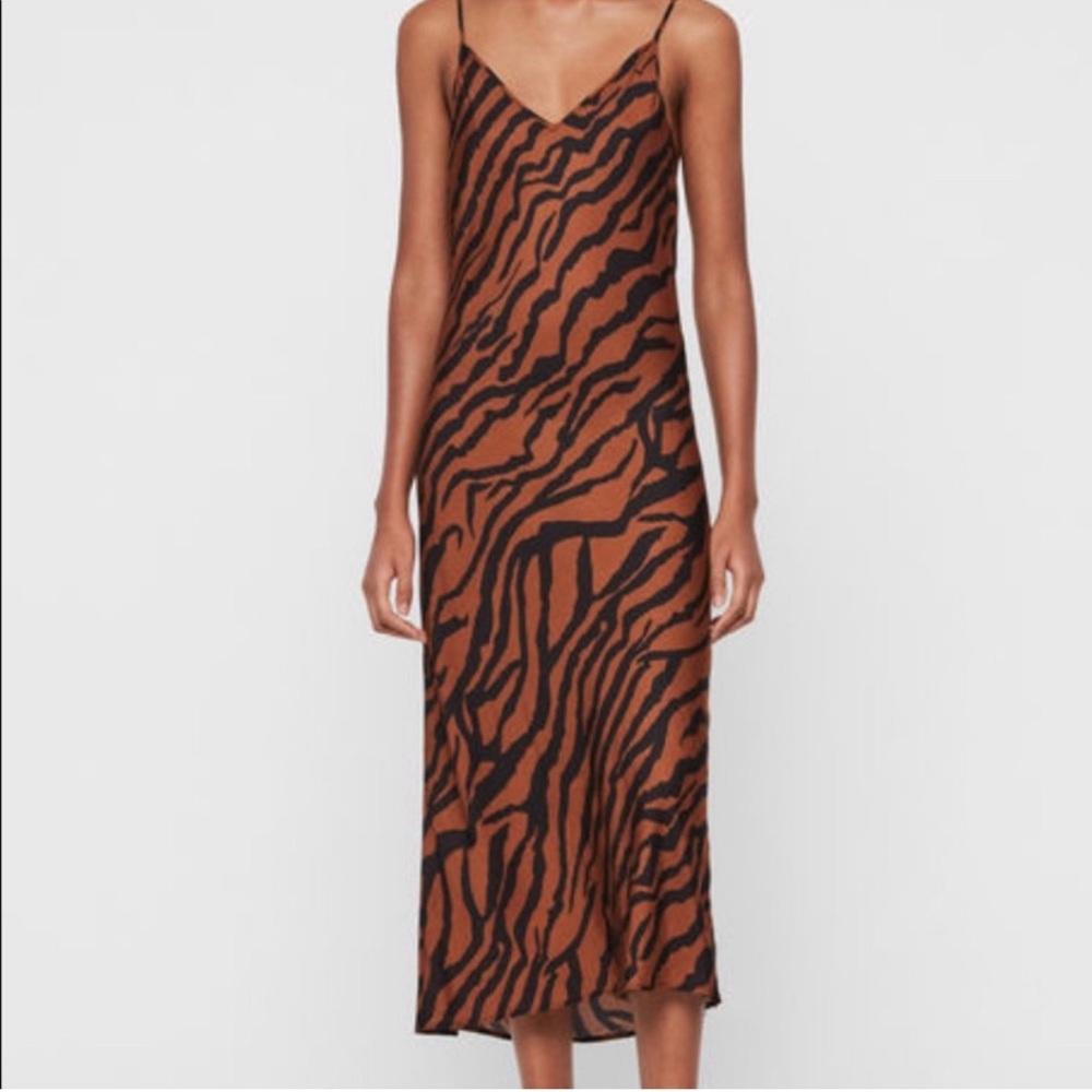 All Saints Tiger Stripe Midi Dress. New without tags